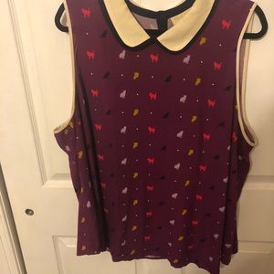 ModCloth collared cat print blouse.